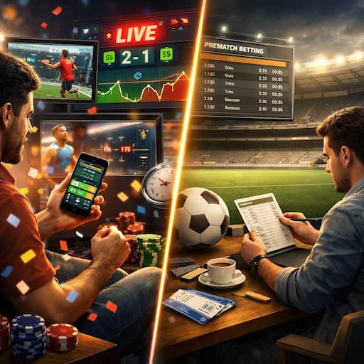 المراهنات المباشرة مقابل المراهنات قبل المباراة